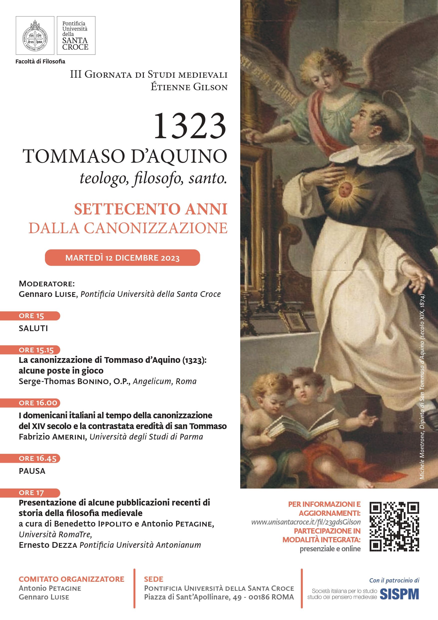 1323: Tommaso d'Aquino, teologo, filosofo, santo. 